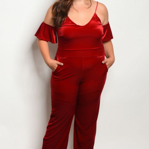 plus size velvet jumpsuit - Picture 2 of 2